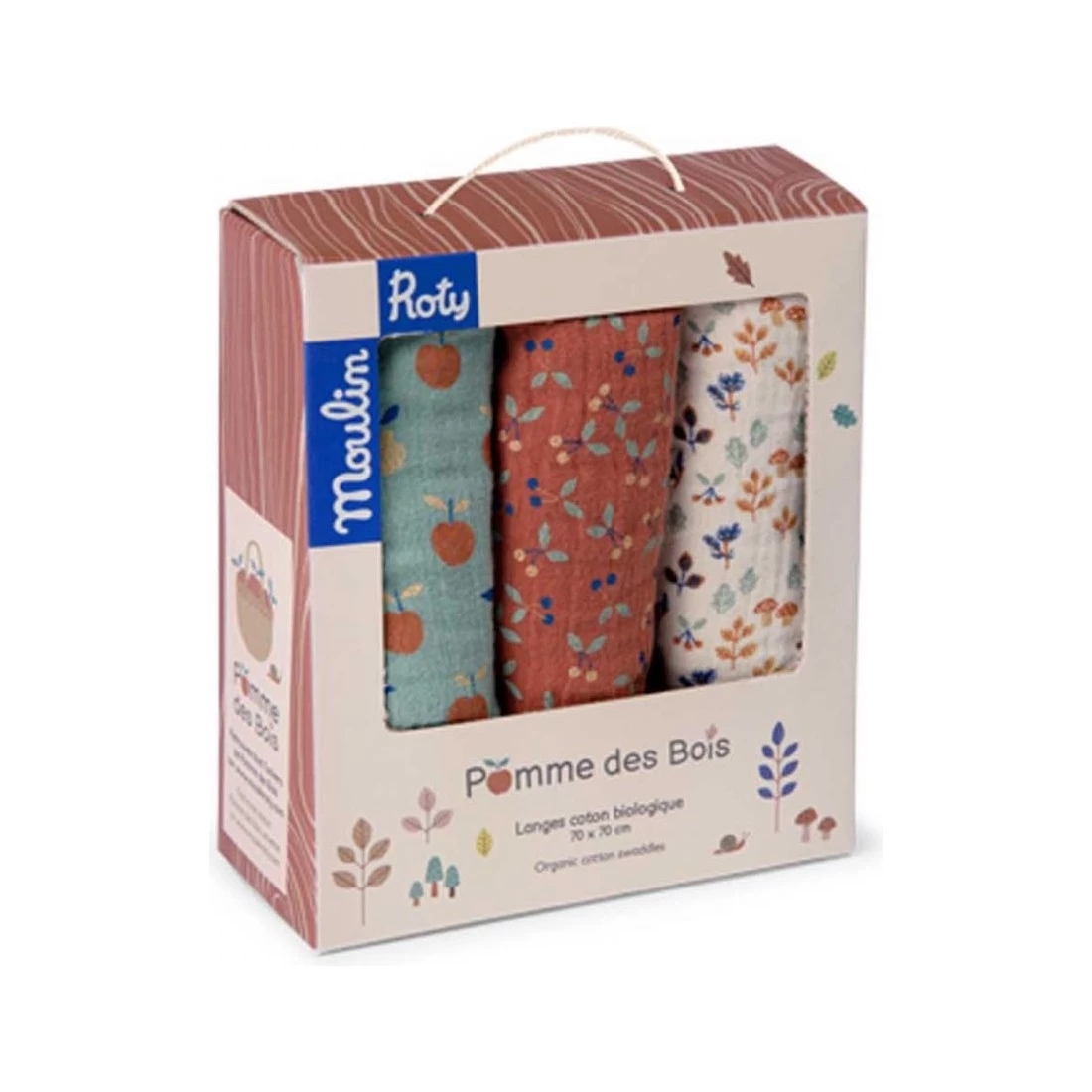 Set De 3 Langes Imprimés - Pomme Des Bois - Moulin Roty 7 Set De 3 Langes Imprimés - Pomme Des Bois - Moulin Roty – Image 7