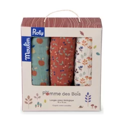 Set De 3 Langes Imprimés - Pomme Des Bois - Moulin Roty 17 Set De 3 Langes Imprimés - Pomme Des Bois - Moulin Roty -Petits Rêves Soldes moulin roty pomme des bois set de 3 langes cerises foret pommes 7