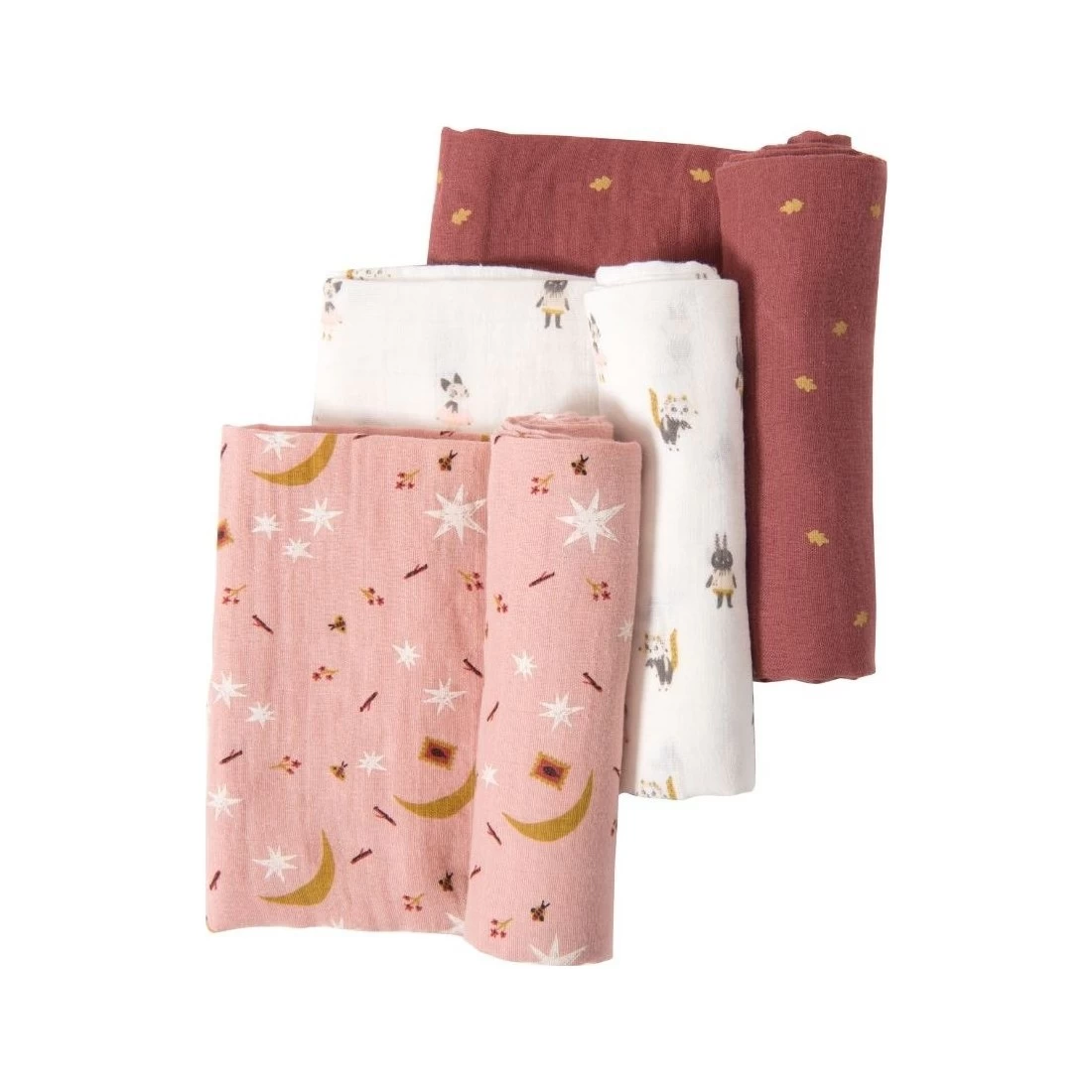 Coffret De 3 Langes En Coton Bio "Après La Pluie" - Moulin Roty 2 Coffret De 3 Langes En Coton Bio "Après La Pluie" - Moulin Roty – Image 2