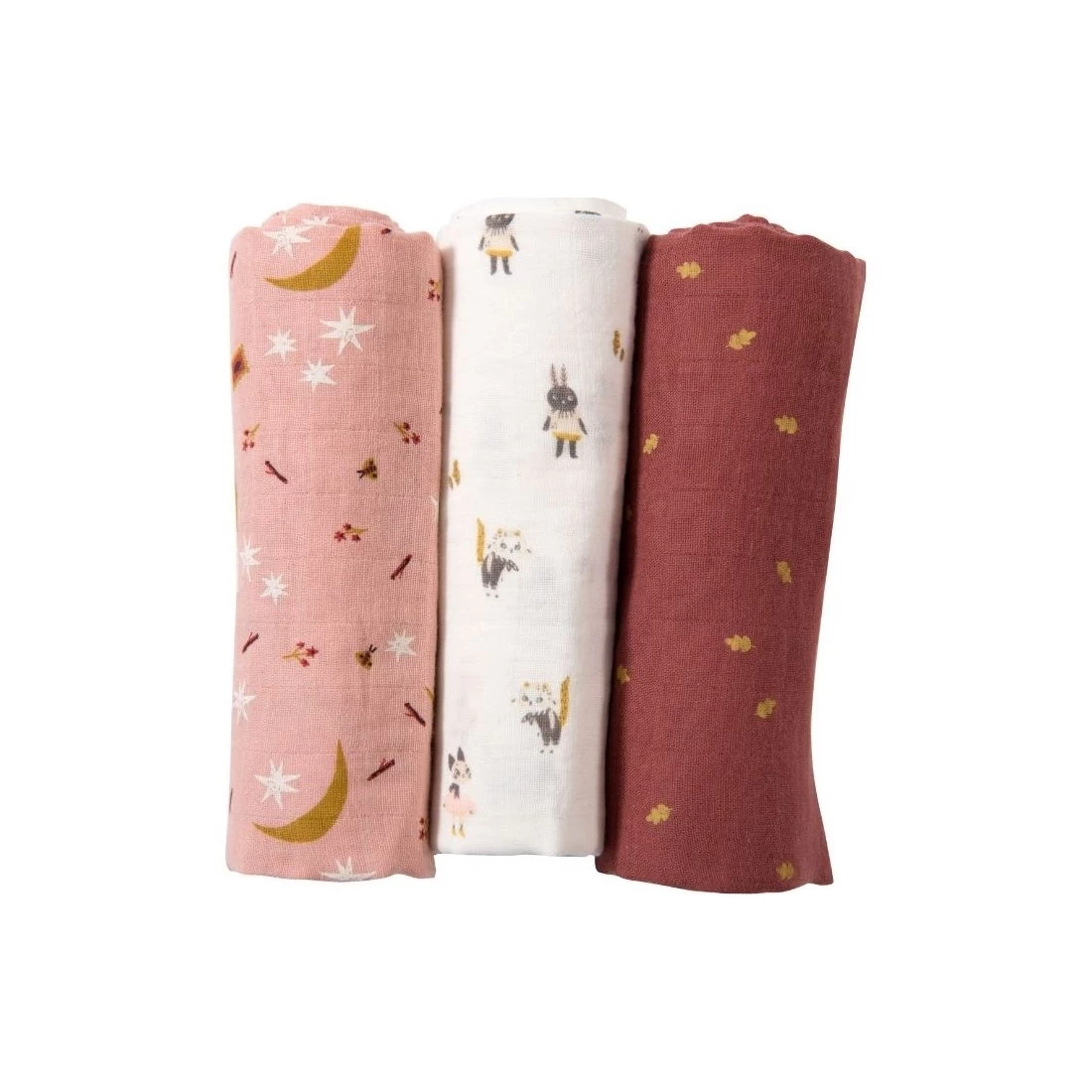 Coffret De 3 Langes En Coton Bio "Après La Pluie" - Moulin Roty 4 Coffret De 3 Langes En Coton Bio "Après La Pluie" - Moulin Roty – Image 4