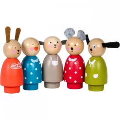 Set De 5 Personnages En Bois - La Grande Famille - Moulin Roty