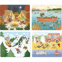 4 Puzzles En Bois évolutifs "Les Vacances" - Vilac